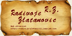 Radivoje Zlatanović vizit kartica